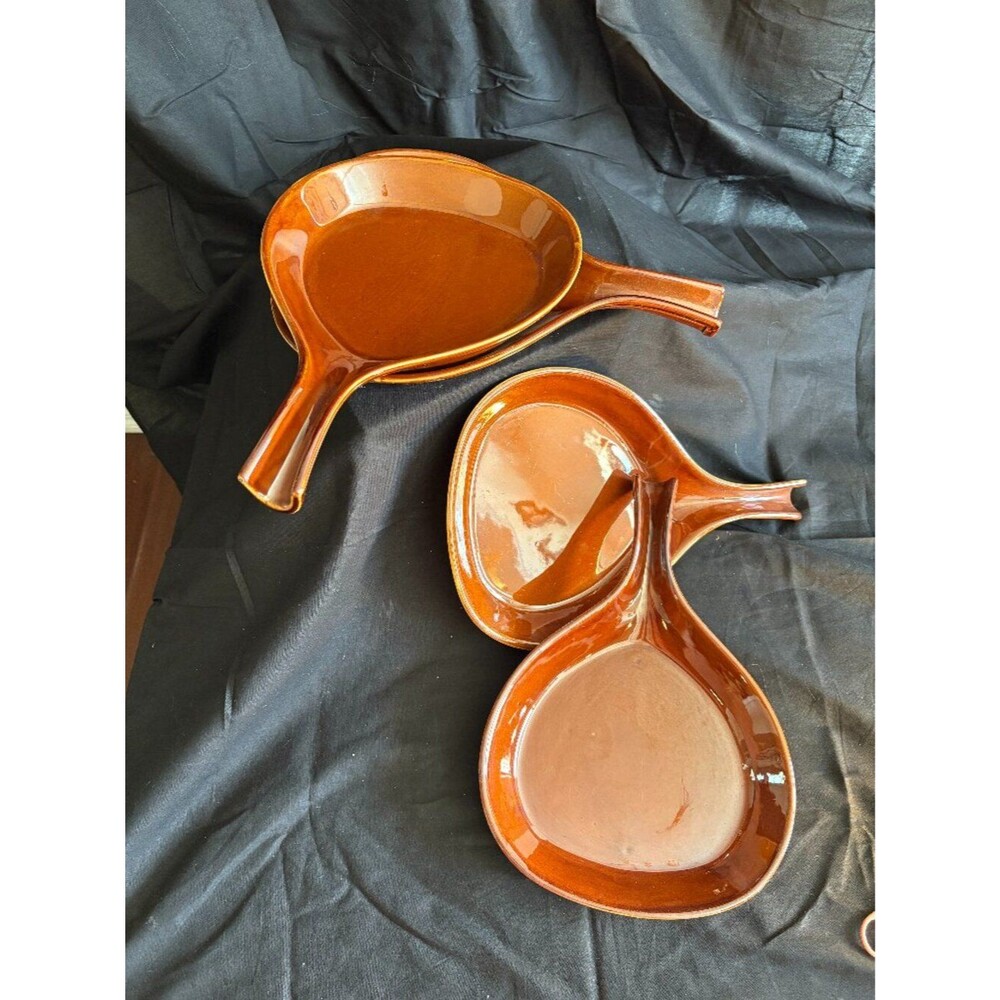 Set of Four Vintage Style Caramel Ceramic Skillet